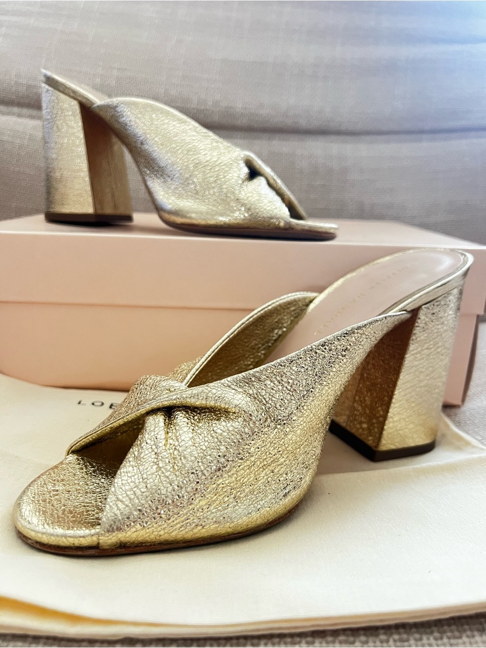 Loeffler Randall Gold Textured Block Heel Mule